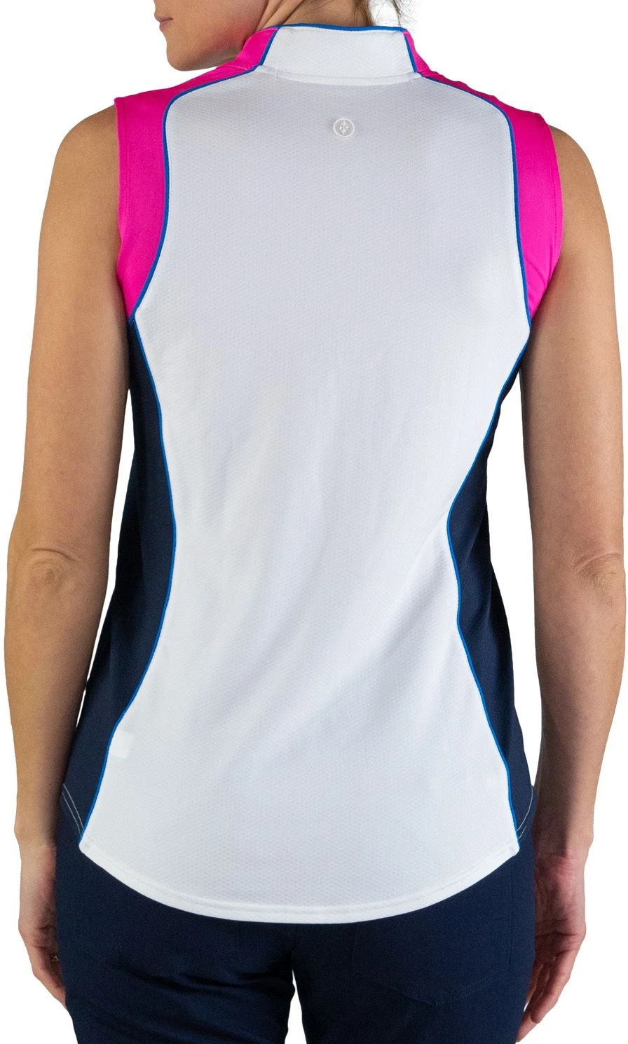 Jofit Women's Color Block Sleeveless 1/4 Zip Golf Polo White 4 Jofit Women's Color Block Sleeveless 1/4 Zip Golf Polo White - Image 2