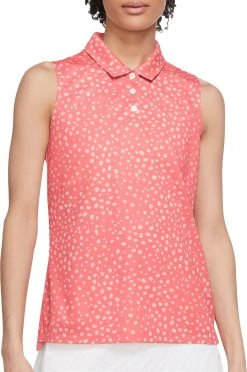 Nike Women's Dri-FIT Victory Printed Sleeveless Golf Polo Pink Salt/pink Oxford