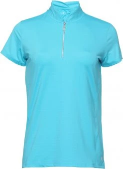 Sport Haley Bette & Court Women's Petal 1/4 Zip Mock Neck Golf Polo Pacific