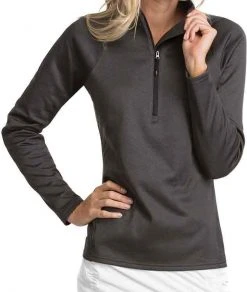 Antigua Women's Shield Golf Quarter-Zip Black Heather