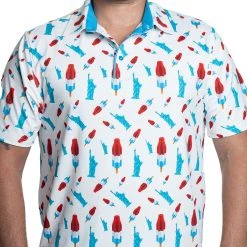 Breakfast Balls Men's America Pops & Freedom All Day Golf Polo White