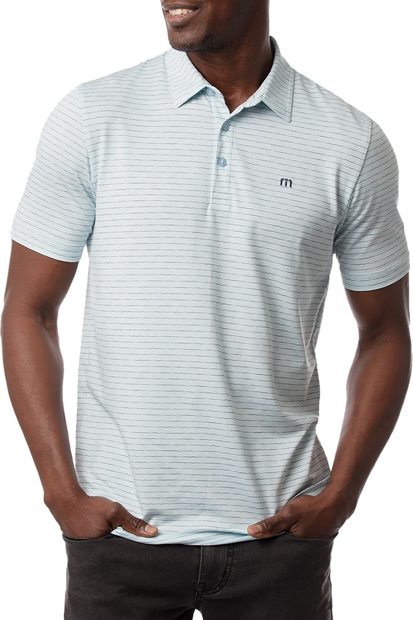 TravisMathew Men's O Line Golf Polo Heather Airy Blue 3 TravisMathew Men's O Line Golf Polo Heather Airy Blue