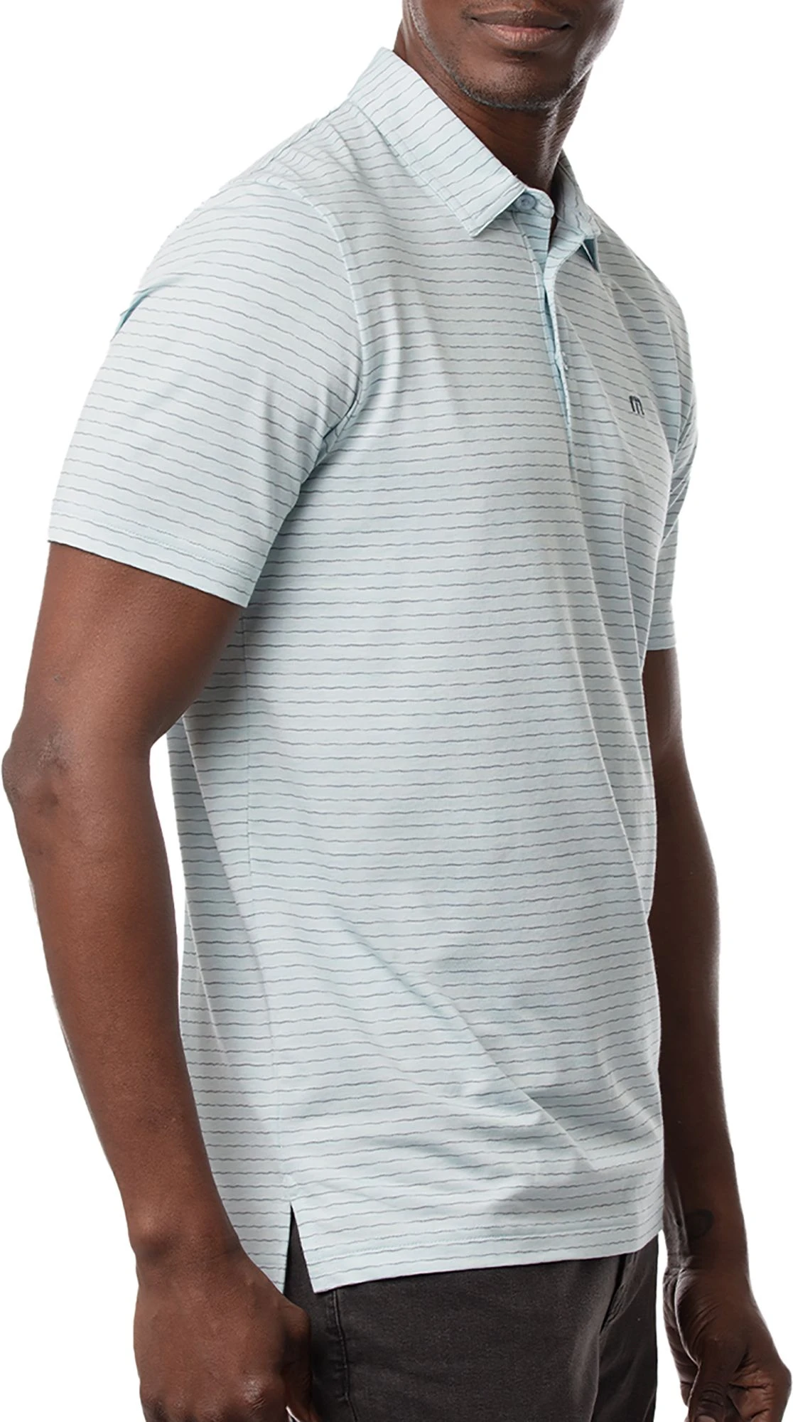 TravisMathew Men's O Line Golf Polo Heather Airy Blue 5 TravisMathew Men's O Line Golf Polo Heather Airy Blue - Image 3
