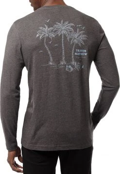 TravisMathew Men's Calm Current Long Sleeve Golf T-Shirt Heather Grey Pinstripe -Golf Apparel Sales Shop unnamed file 10498