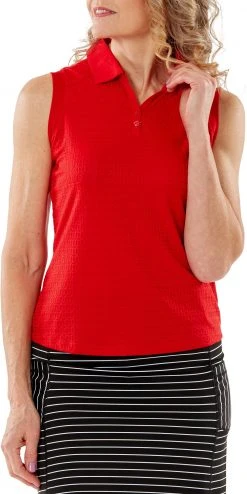 Nancy Lopez Golf Nancy Lopez Women's Journey Sleeveless Polo Cherry