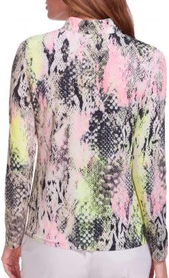 Jamie Sadock Women's Long Sleeve Cobra Print Golf Top Sand -Golf Apparel Sales Shop unnamed file 10515