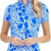 IBKUL Women's Bianca 1/4 Zip Short Sleeve Golf Sun Shirt Bianca Blue/white -Golf Apparel Sales Shop unnamed file 10540