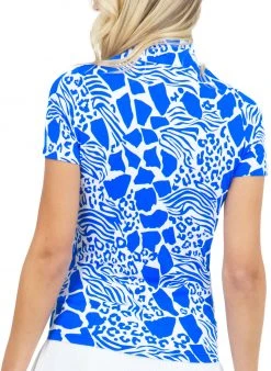 IBKUL Women's Bianca 1/4 Zip Short Sleeve Golf Sun Shirt Bianca Blue/white -Golf Apparel Sales Shop unnamed file 10541