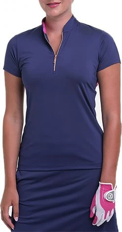 EP Pro Women's Cap Sleeve Mandarin Golf Polo Inky Multi