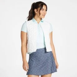 CALIA Women's Quilted Cropped Golf Vest Pure White