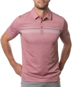 TravisMathew Men's Over The Water Golf Polo Heather Ruby Wine