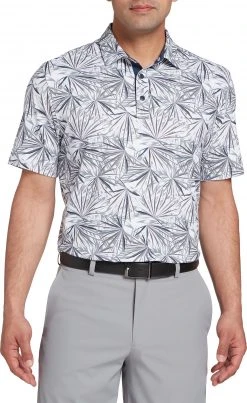 Walter Hagen Men's Perfect 11 Agave Golf Polo Agve Blchd Cyan/mali Blue