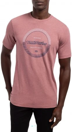 TravisMathew Men's Bliss Index Golf T-Shirt Heather Ruby Wine