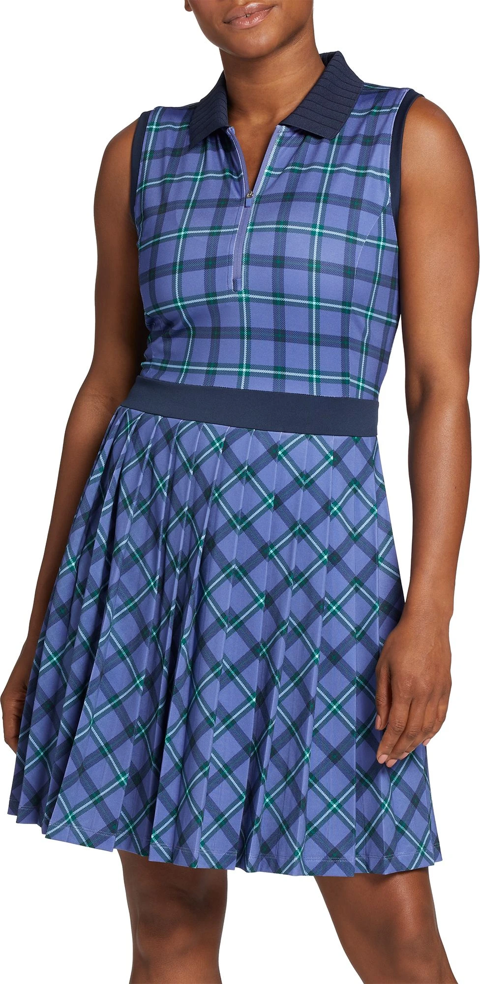Lady Hagen Women's Pleated Sleeveless Golf Dress Clubhouse Plaid Blue 3 Lady Hagen Women's Pleated Sleeveless Golf Dress Clubhouse Plaid Blue