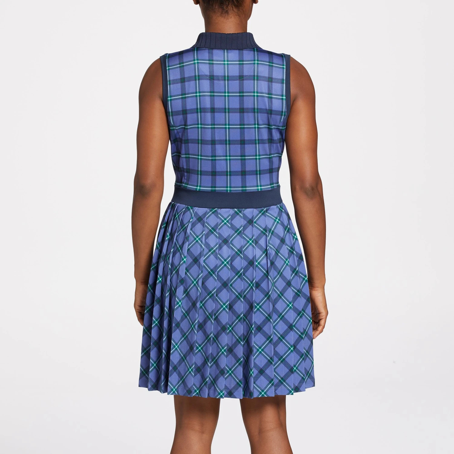 Lady Hagen Women's Pleated Sleeveless Golf Dress Clubhouse Plaid Blue 5 Lady Hagen Women's Pleated Sleeveless Golf Dress Clubhouse Plaid Blue - Image 3