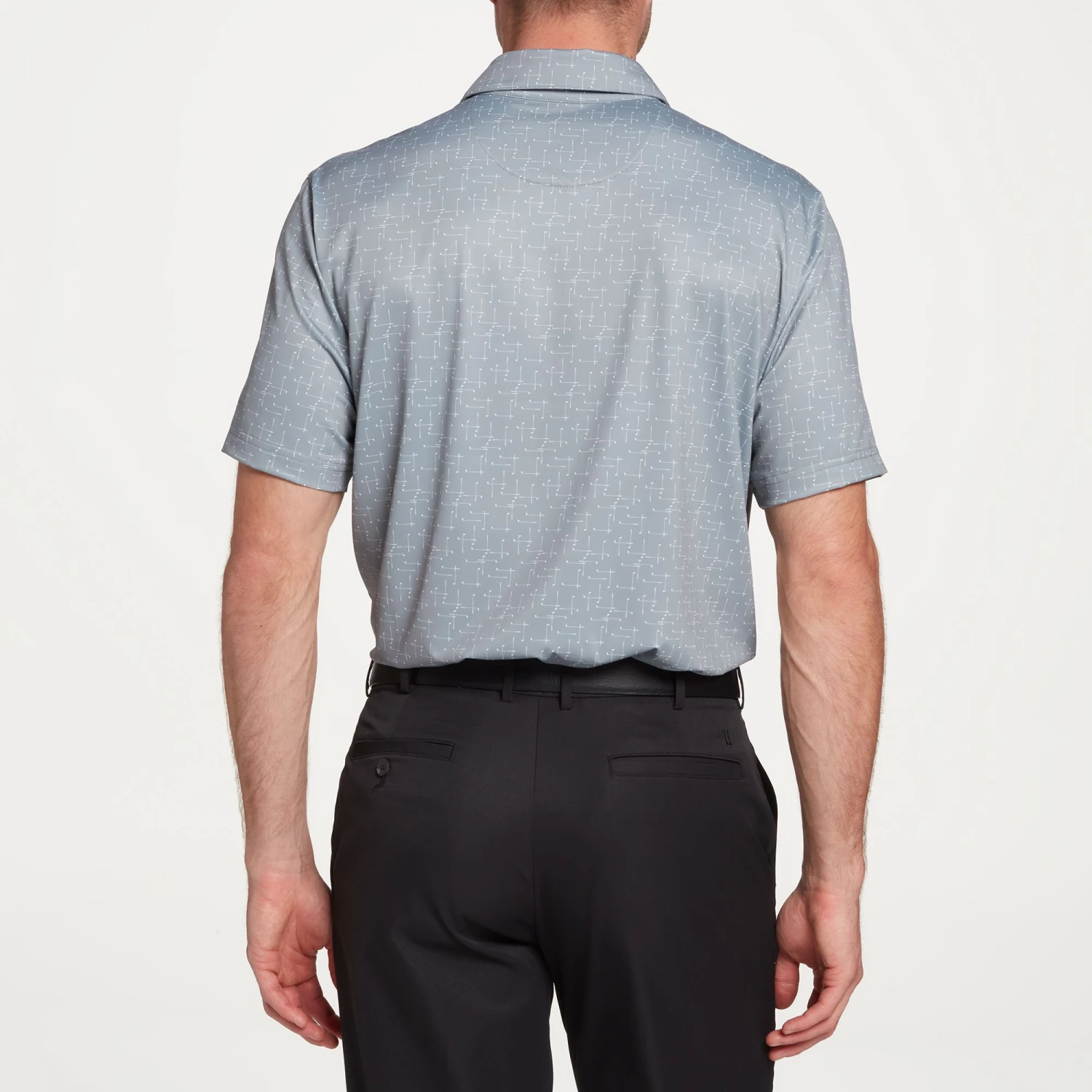 Walter Hagen Men's Perfect 11 Golf Club Grid Printed Golf Polo Golf Club Monument Grey 6 Walter Hagen Men's Perfect 11 Golf Club Grid Printed Golf Polo Golf Club Monument Grey - Image 4