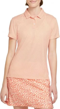 Nike Women's Dri-FIT Victory Textured Short Sleeve Golf Polo Crimson Tnt/brt Mango/wht