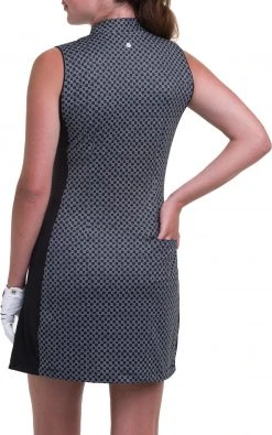 EP Pro Women's Sleeveless Fine Line Geo Faux Wrap Print Golf Dress Black Multi -Golf Apparel Sales Shop unnamed file 1843