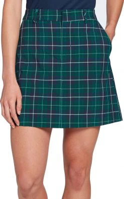 Lady Hagen Women's Plaid Back Pleat 17'' Golf Skort Leaderboard Green Plaid