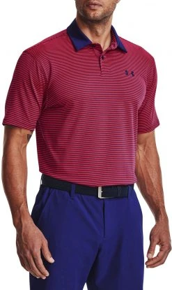 Under Armour Men's Performance Stripe Golf Polo Bauhaus Blue/radio Red
