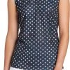 Lady Hagen Women's Open Back Slit Sleeveless Golf Polo Mini Stars Dark Navy