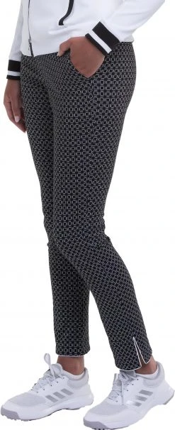 EP Pro Women's Fine Line Geo Print Ankle Golf Pants Black Multi