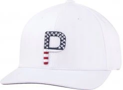 PUMA Pars And Stripes P Snapback Golf Hat For Men White/navy