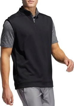 Adidas Men's Club 1/4 Zip Recycled Polyester Golf Vest Black