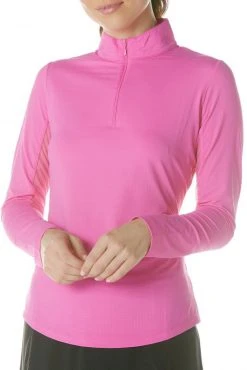 IBKUL Women's Solid Long Sleeve Golf Top Turquoise