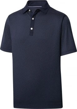 FootJoy Men's Diamond Dot Print Lisle Golf Polo Navy