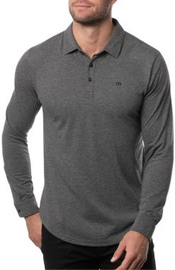 TravisMathew Men's Beginner's Luck Golf Polo Heather Dark Grey