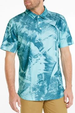 PUMA Men's MTTR Palm Leaves Golf Polo Angel Blue/blue Coral