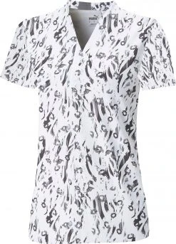 Puma Women's CLOUDSPUN Jungle Golf Polo Bright White/puma Black