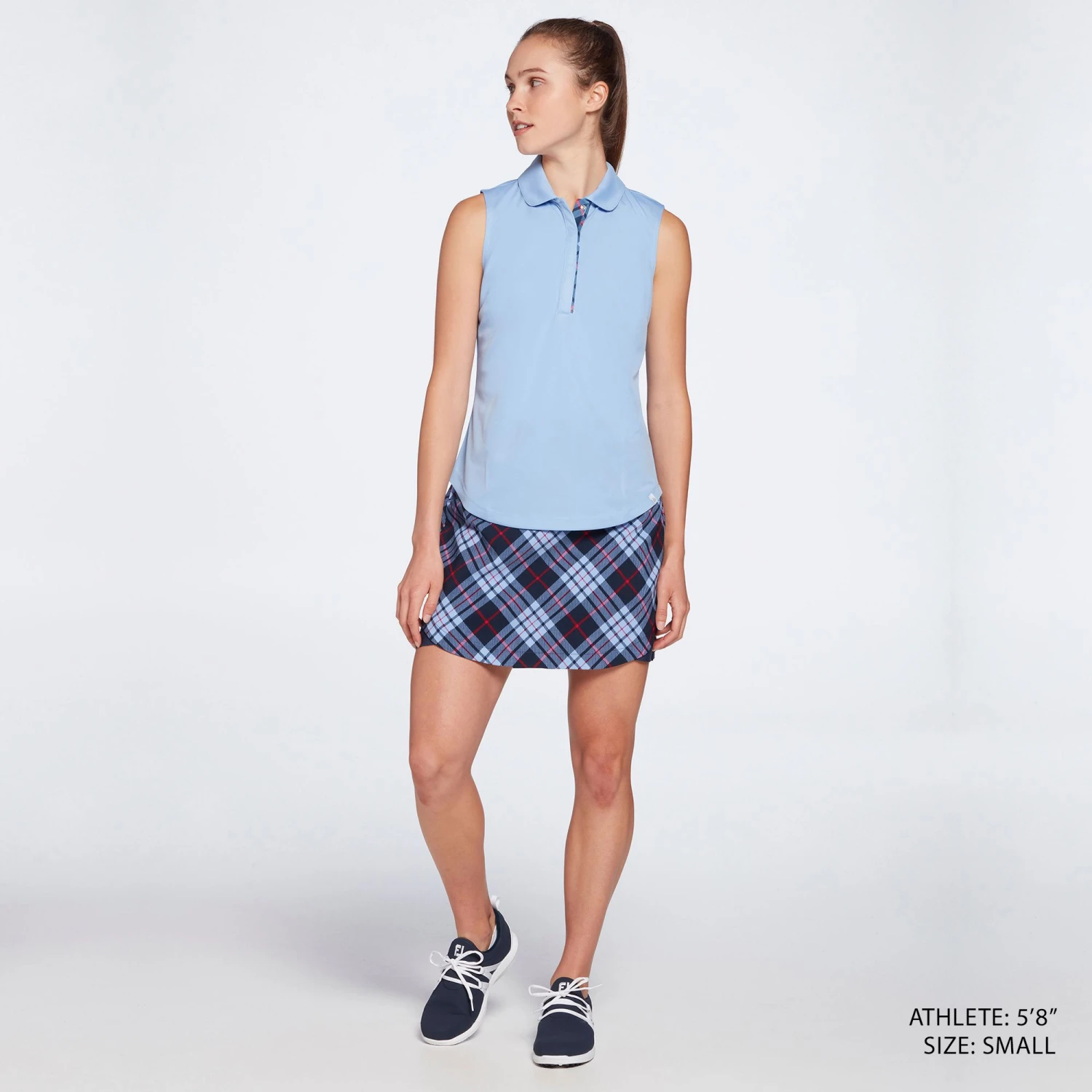 Lady Hagen Women's Printed Placket Sleeveless Golf Polo Periwinkle Passion 4 Lady Hagen Women's Printed Placket Sleeveless Golf Polo Periwinkle Passion - Image 2