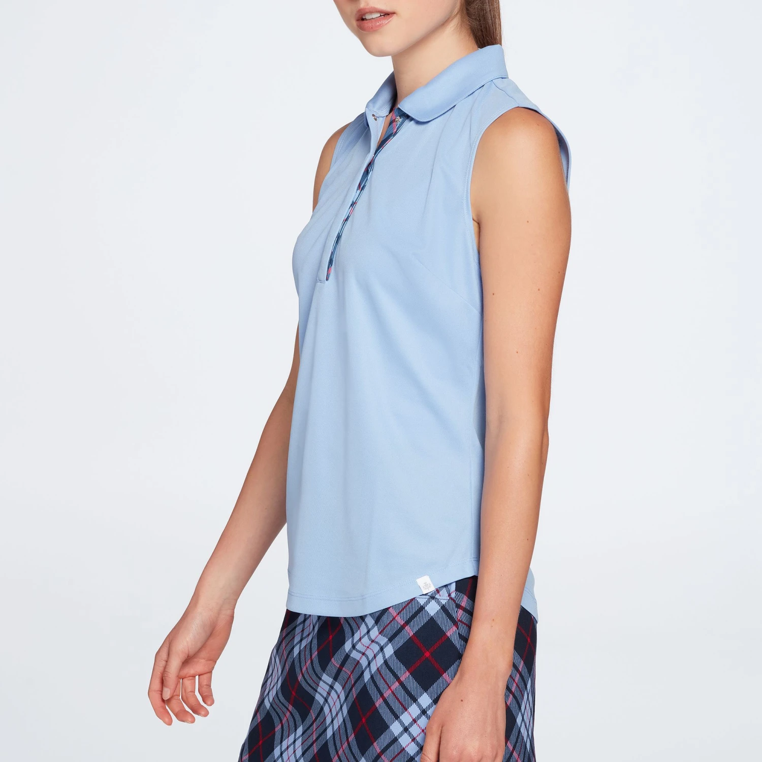 Lady Hagen Women's Printed Placket Sleeveless Golf Polo Periwinkle Passion 6 Lady Hagen Women's Printed Placket Sleeveless Golf Polo Periwinkle Passion - Image 4