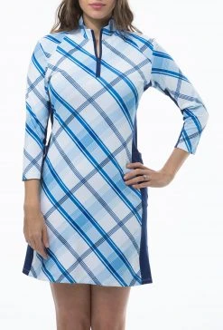 SanSoleil Women's SolStyle 3/4 Sleeve Golf Dress Morning Glory Fuchsia