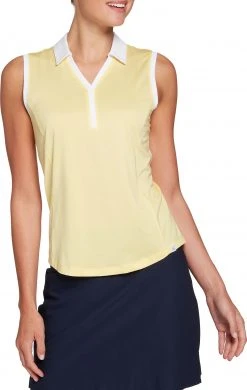 Lady Hagen Women's Jacquard Sleeveless Golf Polo Preppy Blue