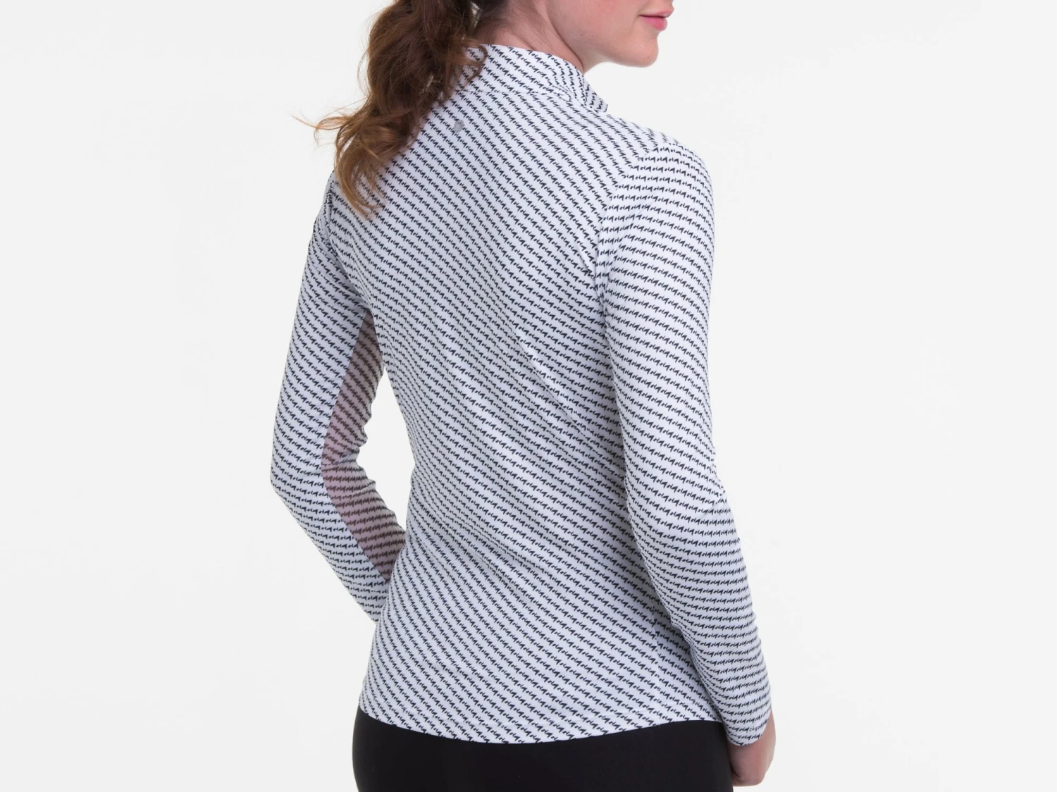 EP Pro Women's Long Sleeve Diagonal Print Zip Golf Polo White Multi 4 EP Pro Women's Long Sleeve Diagonal Print Zip Golf Polo White Multi - Image 2