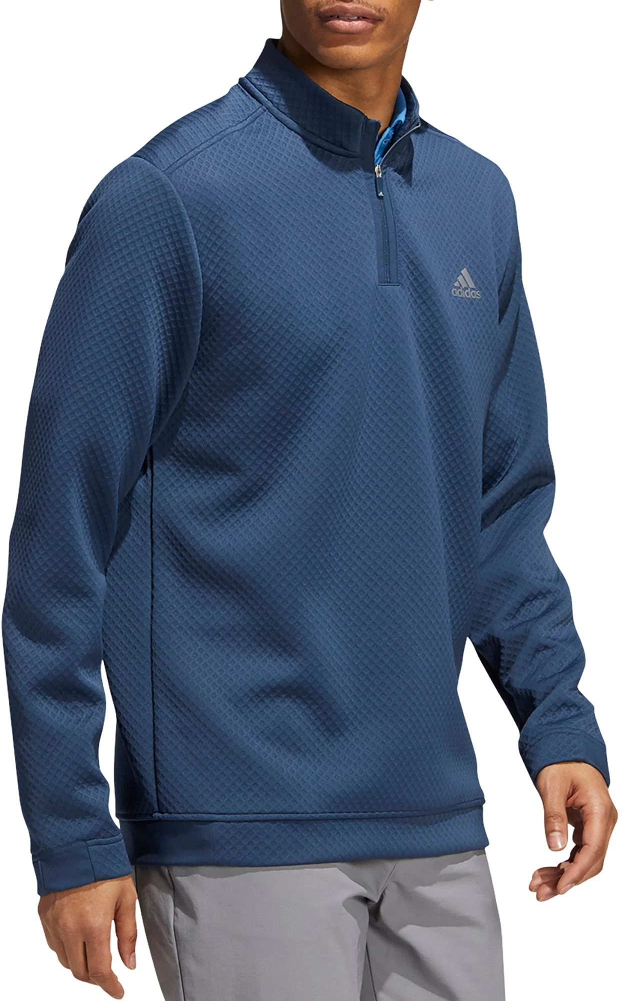 Adidas Men's Primegreen Water Resistant 1/4 Zip Golf Pullover Crew Navy 6 Adidas Men's Primegreen Water Resistant 1/4 Zip Golf Pullover Crew Navy - Image 4