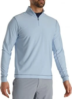 FootJoy Men's Space Dye Brushed Back Jersey 1/4 Zip Golf Pullover Smoke