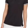 Lady Hagen Women's Pique Rib Trim Short Sleeve Golf Polo Black/white