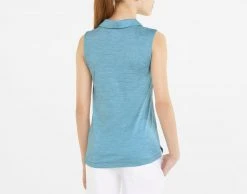 PUMA Girls' Heather Sleeveless Polo Dusty Aqua Heather -Golf Apparel Sales Shop unnamed file 3031
