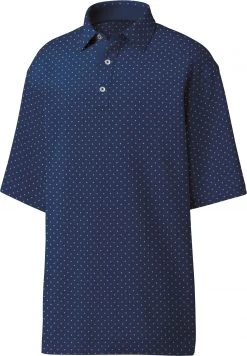 FootJoy Men's Lisle Diamond Print Golf Polo White/navy