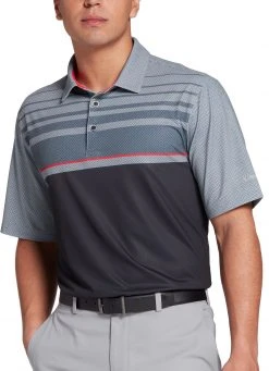 Walter Hagen Men's Perfect 11 Herringbone Chest Golf Polo Black