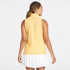 CALIA Women's Golf Honeycomb Mesh 1/2 Zip Sleeveless Polo Peachy Melon -Golf Apparel Sales Shop unnamed file 350