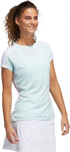 Adidas Women's Colorblock Primeblue HEAT.RDY Golf Polo Shirt Halo Mint -Golf Apparel Sales Shop unnamed file 3503