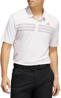 Adidas Men's Chest Print Golf Polo Almost Pink