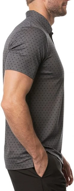 TravisMathew Men's Two Hour Delay Golf Polo Heather Dark Grey -Golf Apparel Sales Shop unnamed file 3578
