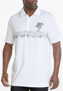 PUMA Men's CLOUDSPUN Oasis Golf Polo Bright White/navy Blazer