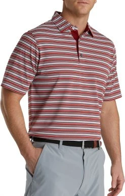 FootJoy Men's Stretch Stripe Pique Golf Polo Blue/black